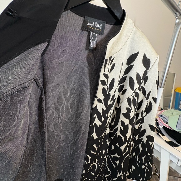 Joseph Ribkoff Signature Black and Silver Leaf Pattern Jacket - Picture 5 of 5